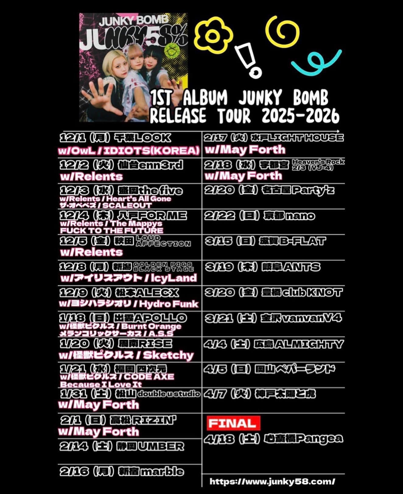 【JUNKY BOMB RELEASE TOUR 2025-2026】 ツアー初日